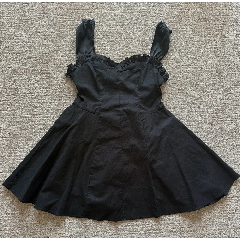 Free People NWT Midnight Magic Mini Dress Black Whimsygoth Sweetheart Sz S $128